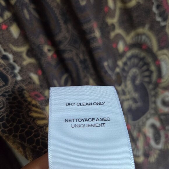 Joie Gareth 100% Silk Georgette Bohemian Paisley Blouse Brown Sz Small Button Up - Picture 10 of 10